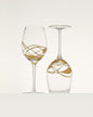 29oz. Large Wine Glasses Sagrada Painted, Hand Made Mouth Blown, Stained Crystal(Gold, Set 2)