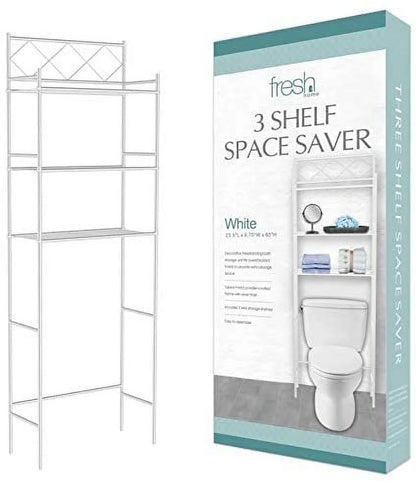 3-Shelf Bathroom Organizer over the Toilet, Bathroom Spacesaver White