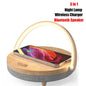 Multifuction Wireless Charger Bluetooth Speaker for Iphone 14 &15 Wooden Table Lamp High Power Charging Light Speaker Bluetooth