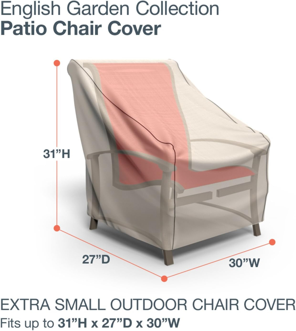 P1A02PM1 English Garden Patio Cover Heavy Duty and Waterproof, Extra Small Chair, Tan Tweed