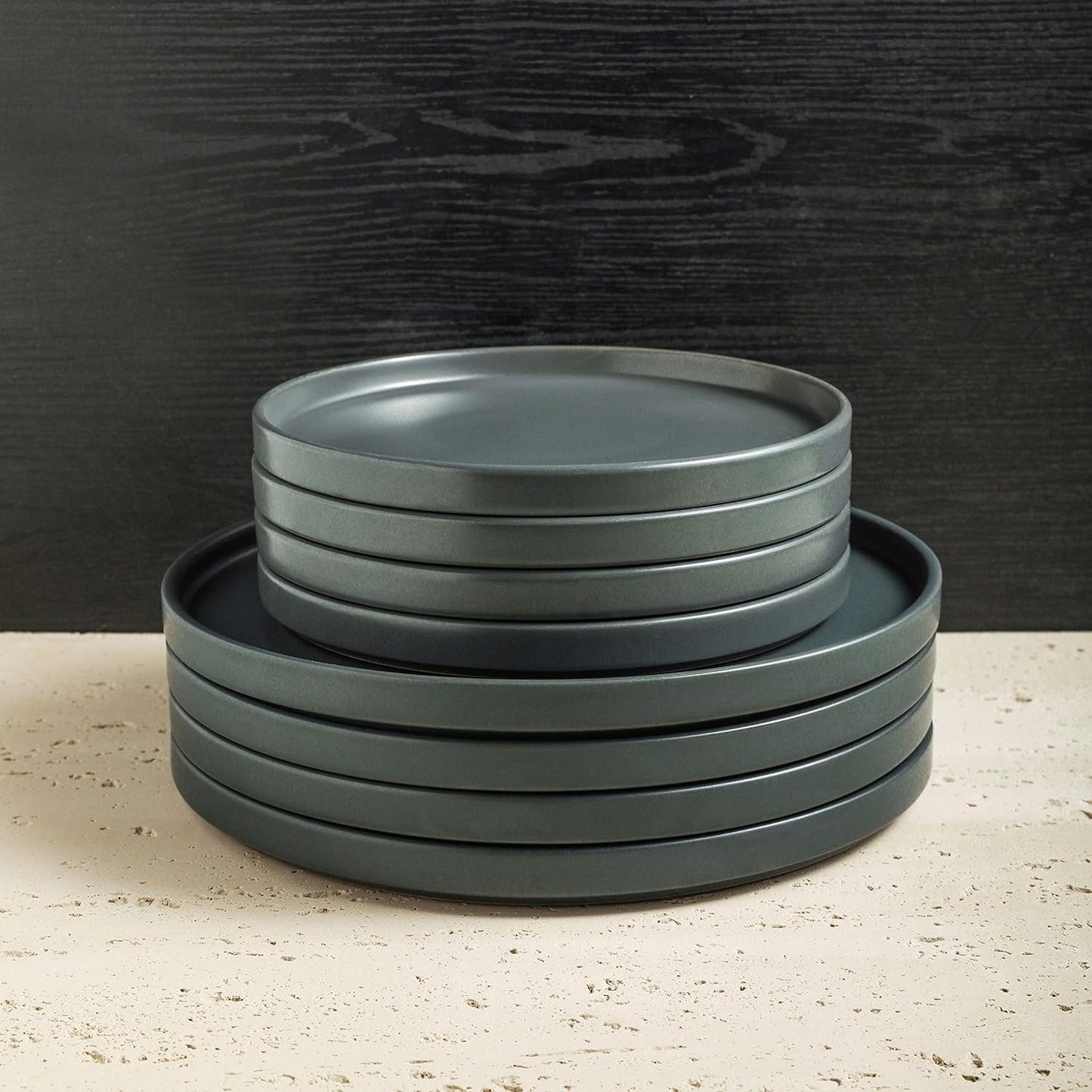 Coupe Stoneware Dinnerware Set, Service for 4, Gray Matte