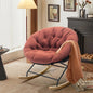 Upholstered Rocking Papasan Chair with Solid Wood Leg