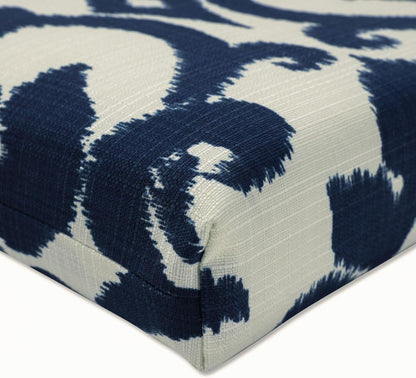 Damask Indoor/Outdoor Chair Seat Cushion with Ties Squared Corner, Plush Fiber Fill, Weather, and Fade Resistant, 20" X 20", Blue Basalto Navy 2 Count