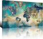  World Map Wall Decor - Large Wall Art,  Artwork- Map Wall Art 16"X32" 3 Piece Canvas Wall Art