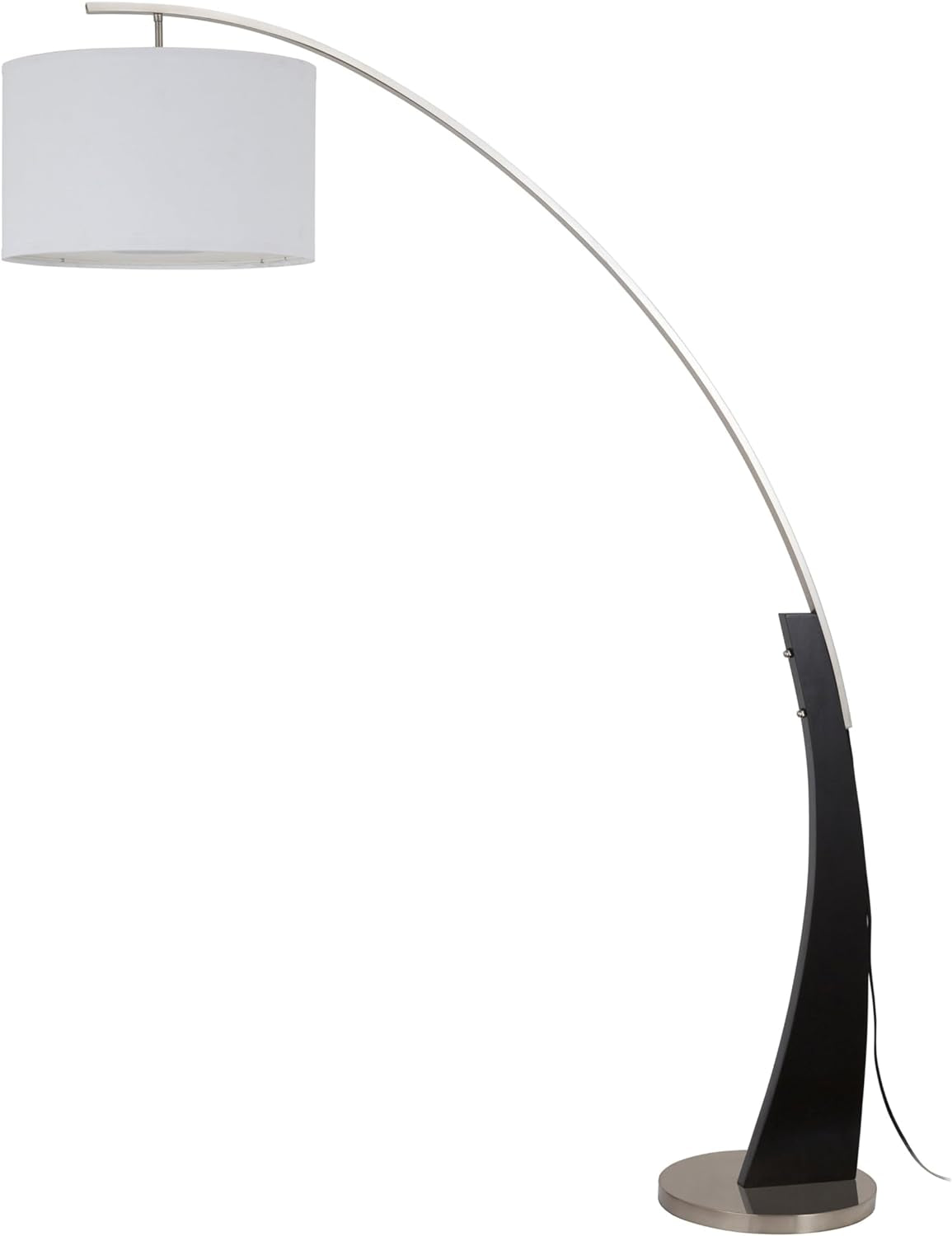 Modern 81" Arc Tall X-Large Living Room-Stand up Arching Drum Shade Large Floor Lamp with Real Marble Base -Corner Lamp (White)