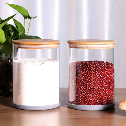 Set of 2 Large Glass Food Storage Jars 100oz. (3000ml), Glass Canister with Airtight Bamboo Lids, BPA-Free Container for Dry Food Storage