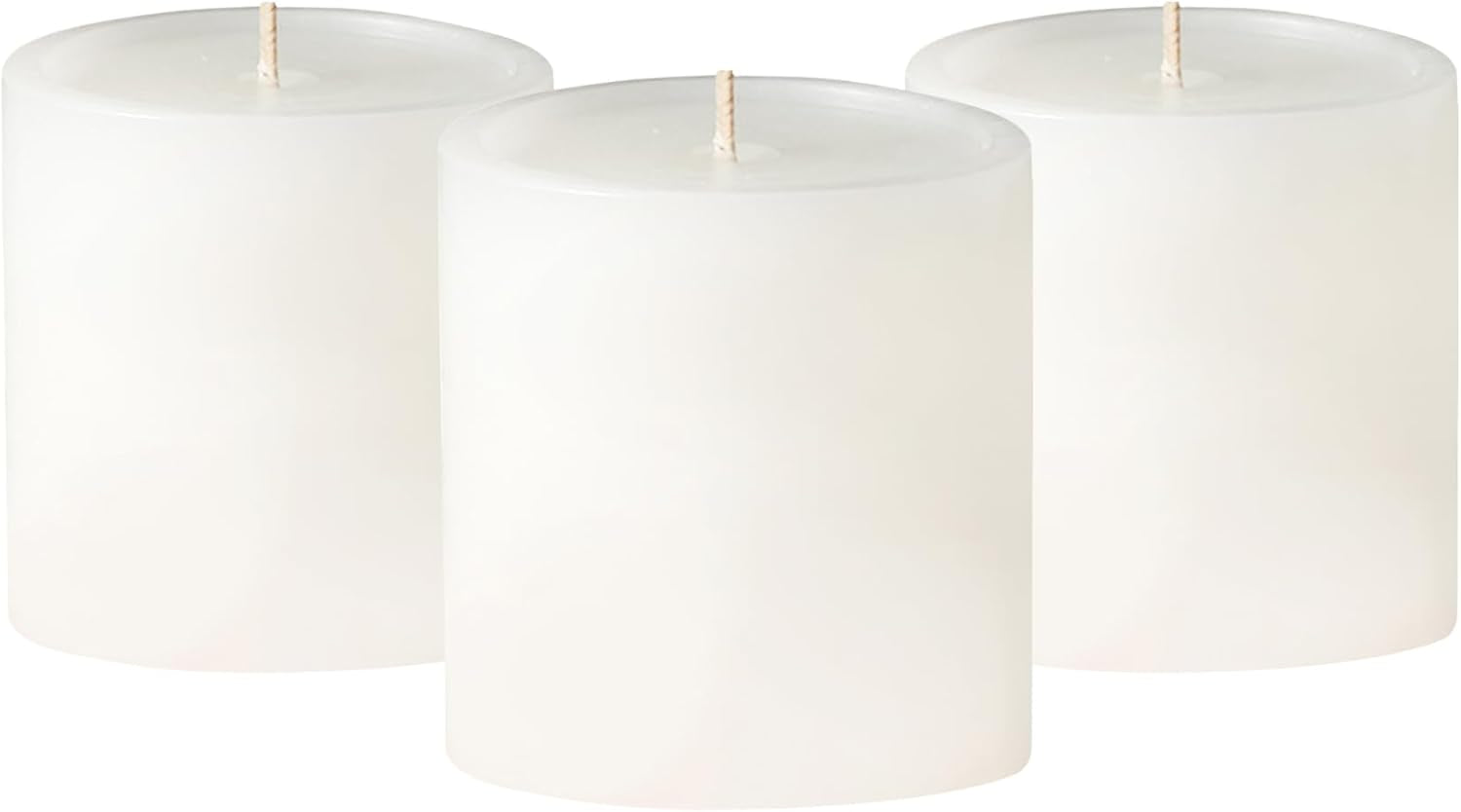 3X3 Inch White Pillar Candles Set of 3, Smooth Texture, Unscented White Candles, Dripless Candles, 3 Inch Pillar Candles