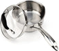 Tri-Ply Stainless Steel Saucepan with Glass Strainer Lid, Two Side Spouts, Multipurpose Sauce Pan with Lid, Sauce Pot, Cooking Pot (Tri-Ply Full Body, 3.5 Quart)