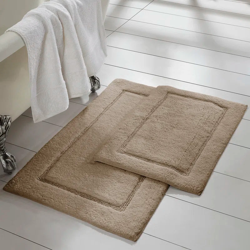 2-Pack Solid Loop with Non-Slip Backing Bath Mat Set