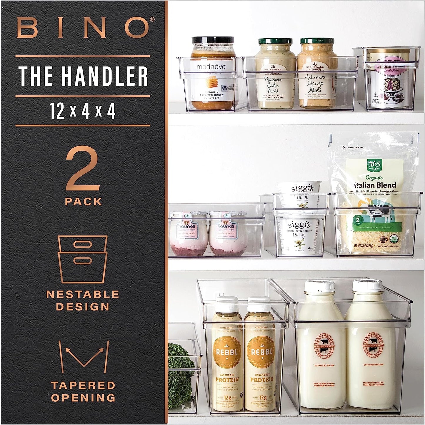 Plastic Storage Bins, Small - Shallow | the HANDLER COLLECTION | Multipurpose Organizer Bins Clear Containers for Organizing Home