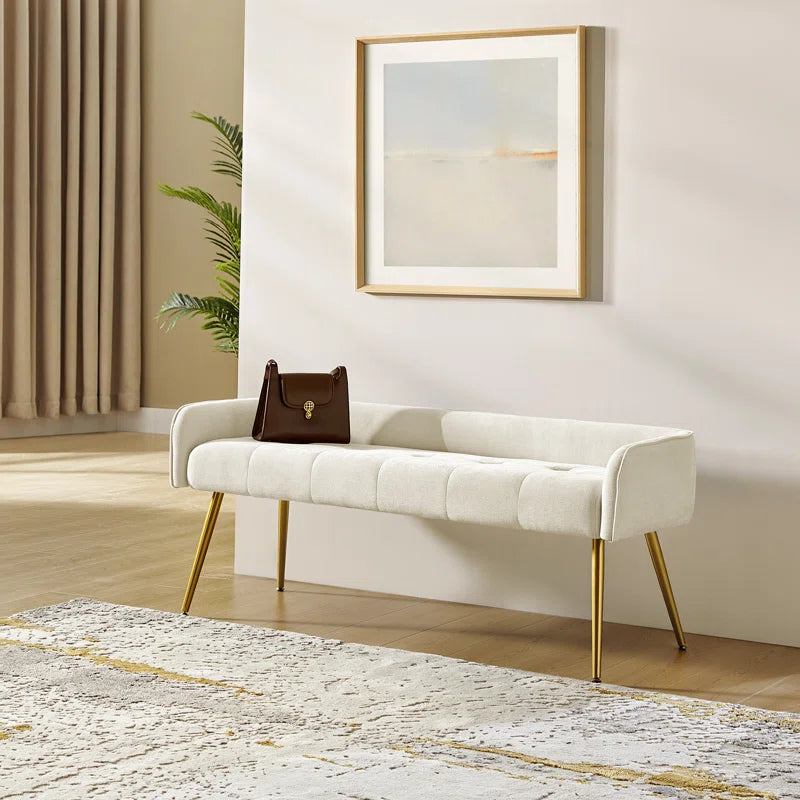 Millbury Polyester Upholstered Bench with Metal Legs