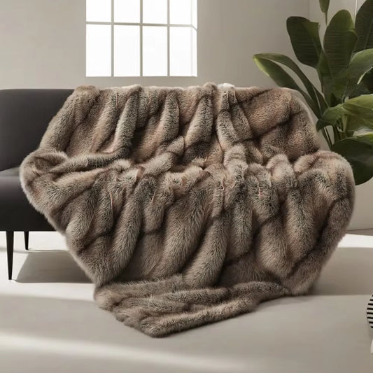 Luxury Faux Fur Blanket High-End Bed Fox Fur Blankets Perfect For Beds Or On The Sofa 