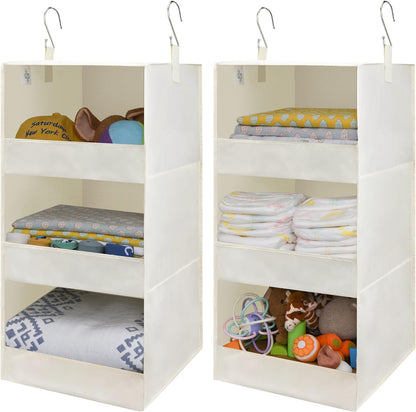 3-Shelf Hanging Closet Organizer and Storage, Collapsible Hanging Closet Shelves, Gray, 29 ½" H X 12" W X 12" D, 1-Pack