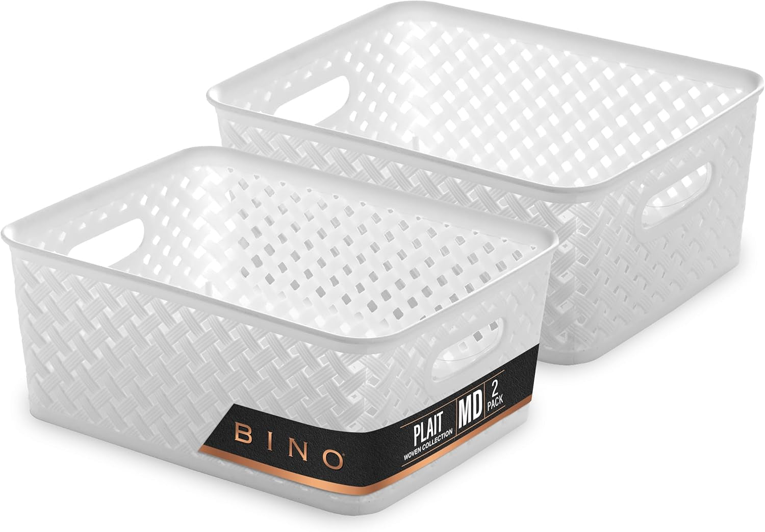 Plastic Storage Basket Small - White | the PLAIT COLLECTION | Multi-Use Storage, Durable, Drawer & Cabinet-Friendly,  Storage Baskets for Organizing 