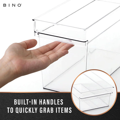 Plastic Storage Bins, Small - Shallow | the HANDLER COLLECTION | Multipurpose Organizer Bins Clear Containers for Organizing Home