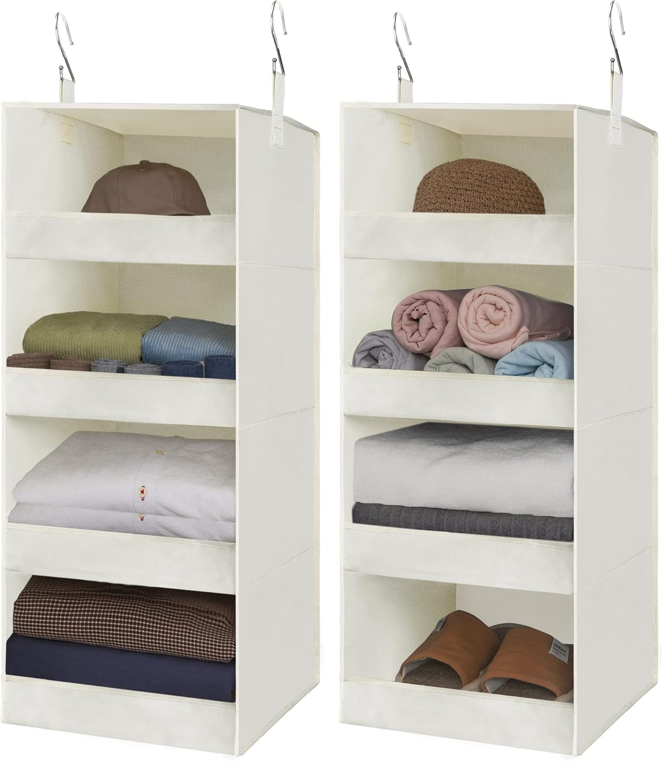 3-Shelf Hanging Closet Organizer and Storage, Collapsible Hanging Closet Shelves, Gray, 29 ½" H X 12" W X 12" D, 1-Pack