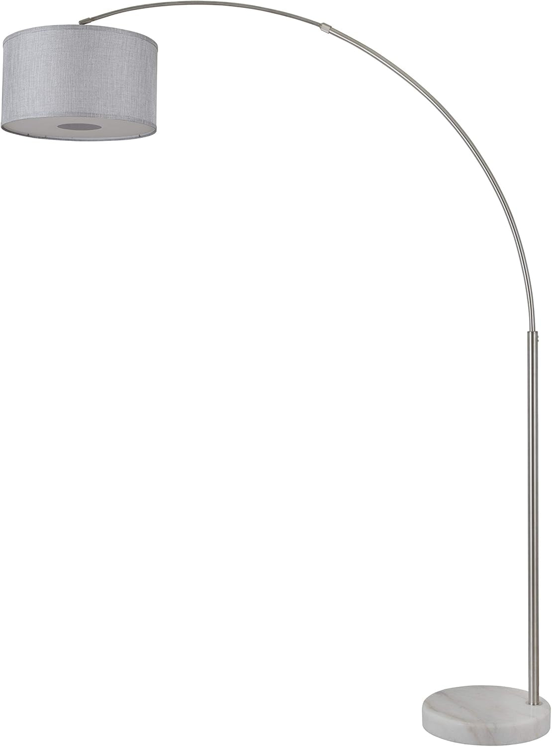 Modern 81" Arc Tall X-Large Living Room-Stand up Arching Drum Shade Large Floor Lamp with Real Marble Base -Corner Lamp (White)