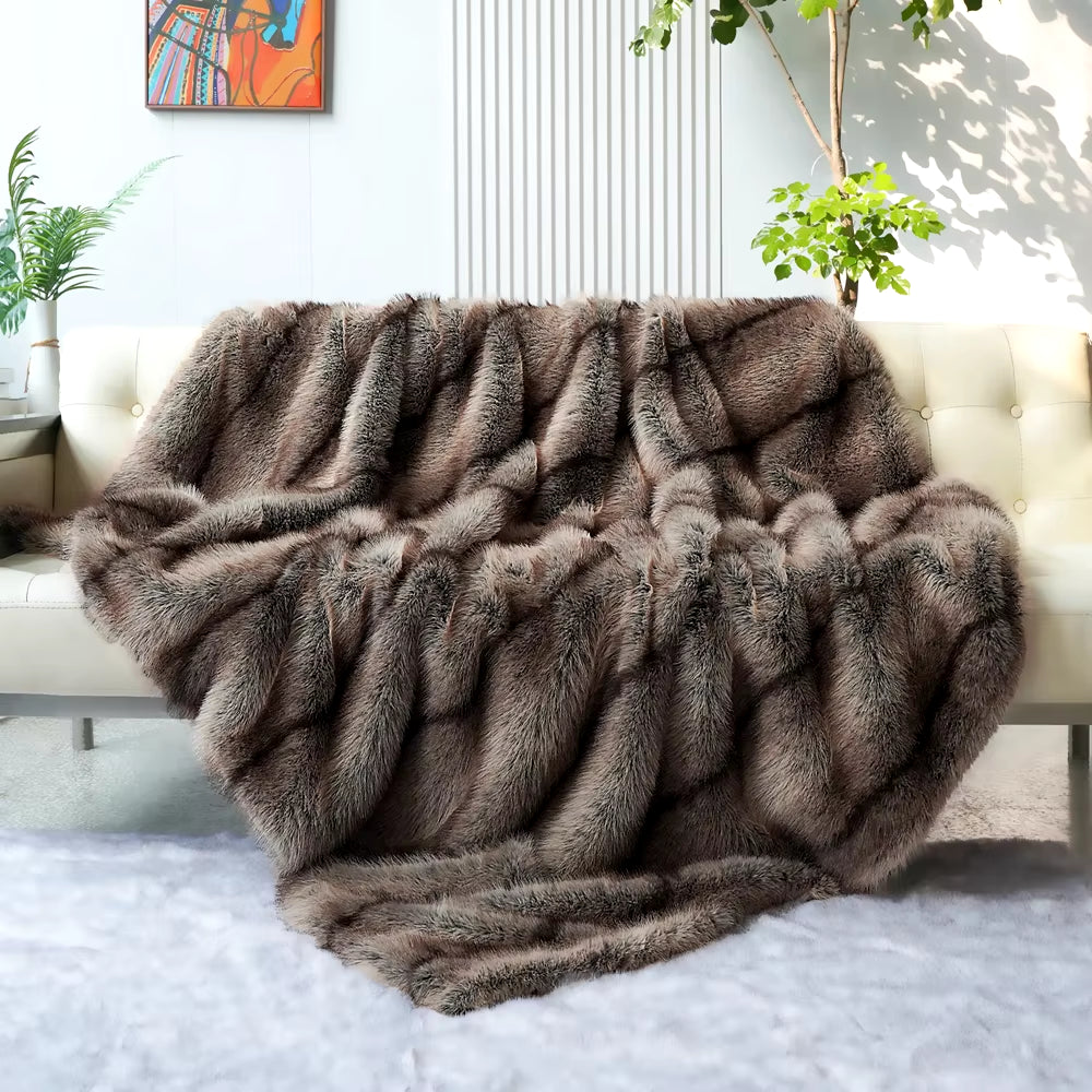 Luxury Faux Fur Blanket High-End Bed Fox Fur Blankets Perfect For Beds Or On The Sofa 