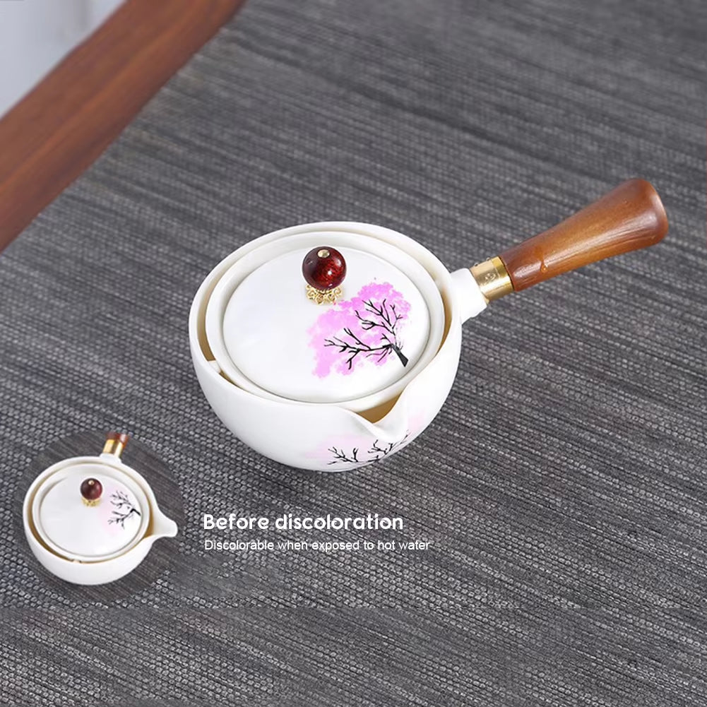 Porcelain Chinese Gongfu Tea Set Portable Teapot Set with 360 Rotation Tea Maker Heat-Resistant Tea Pot 