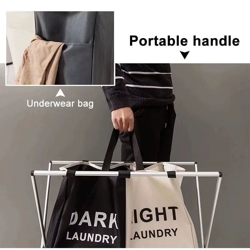 1/3 Grids Dirty Clothes Laundry Basket Storing Waterproof Oxford Storage Bags Portable Foldable Clothing / Toy Household Organizer