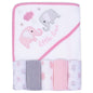 Soft Absorbent Baby Bath Towel Set- Elephant Hooded Towels with 5 Infant Face Washcloths (6 Pieces)