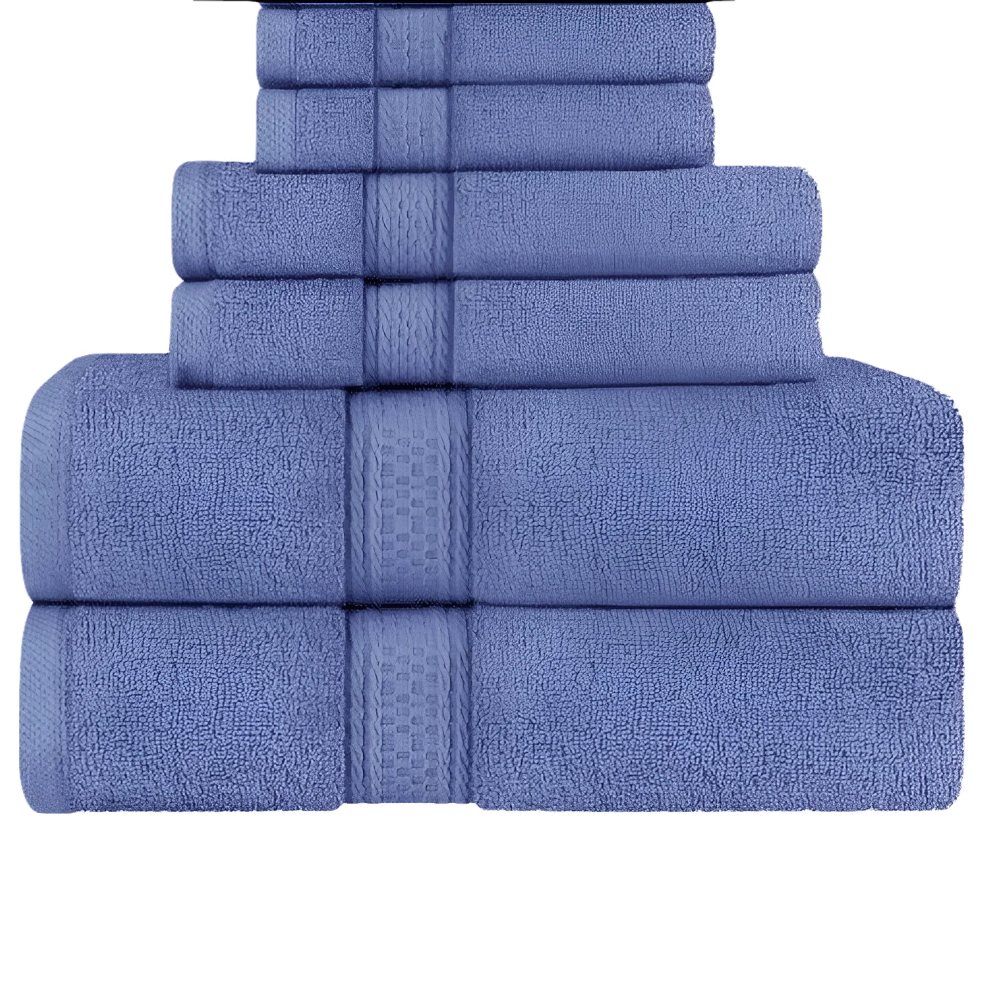 6 Piece Set Bath Towel Towel Blue 2 Bath Towel, 2 Hand Towel and 2 Washcloths