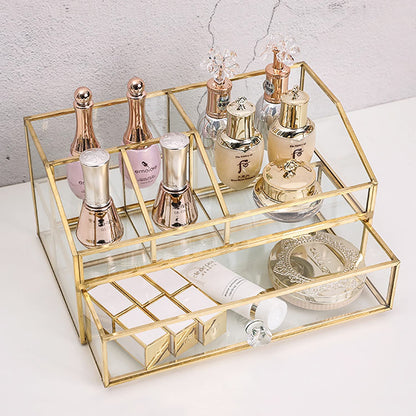 Glass Makeup Brush Holder, Makeup Brush Organizer Jewelry Display Box Elegant Glass Makeup Organizer