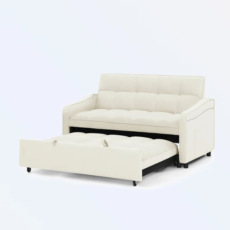 Collinward 53"W Upholstered Sleeper Sofa Loveseats Sofa Bed Pull-Out Bed with Adjustable Back and USB Socket