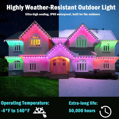 45M RGB Eaves LED Lights Permanent Outdoor Lights String APP Bluetooth Light Strip Scene Modes