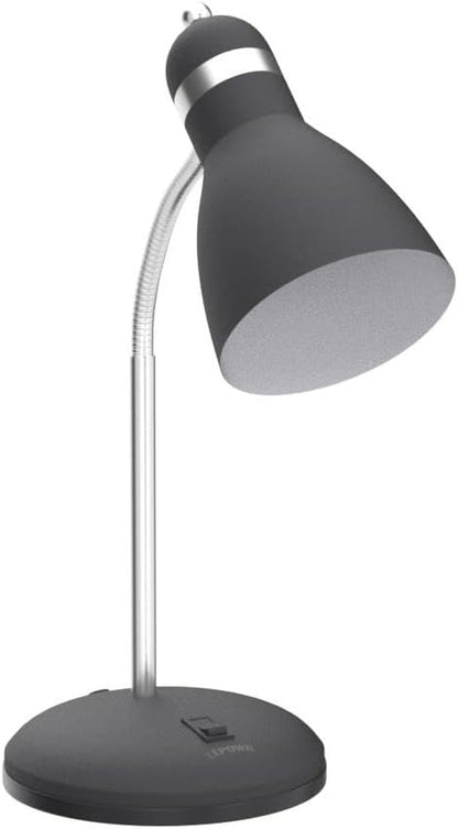 Metal Desk Lamp, Eye-Caring Table Lamp, Study Lamps with Flexible Goose Neck (Matte Black)