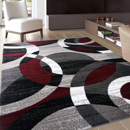 Contemporary Abstract Circles Perfect for High Traffic Areas of Your Living Room,Bedroom,Home Office,Kitchen Area Rug 6'6" X 9' Gray