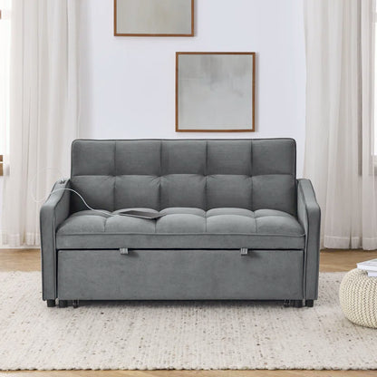 Collinward 53"W Upholstered Sleeper Sofa Loveseats Sofa Bed Pull-Out Bed with Adjustable Back and USB Socket