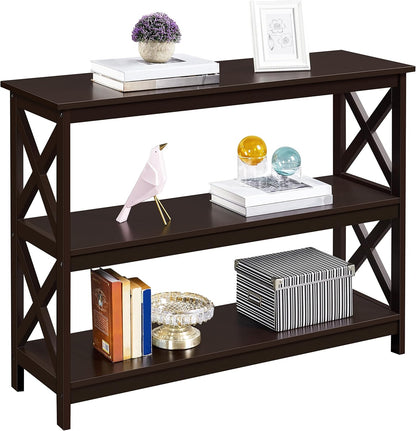 Console Table with 3 Storage Shelves, Entryway Table- Gray