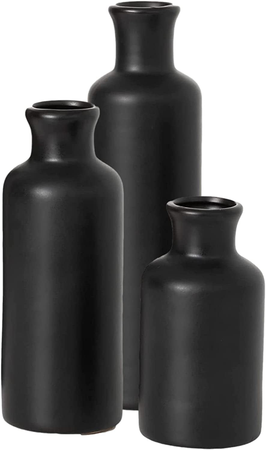 Ceramic Gray Vase Set, Three (3) Grey Vases Home Décor, Gray Decorative Bottles, Gray Vases for Centerpieces Home Decoration CM2859