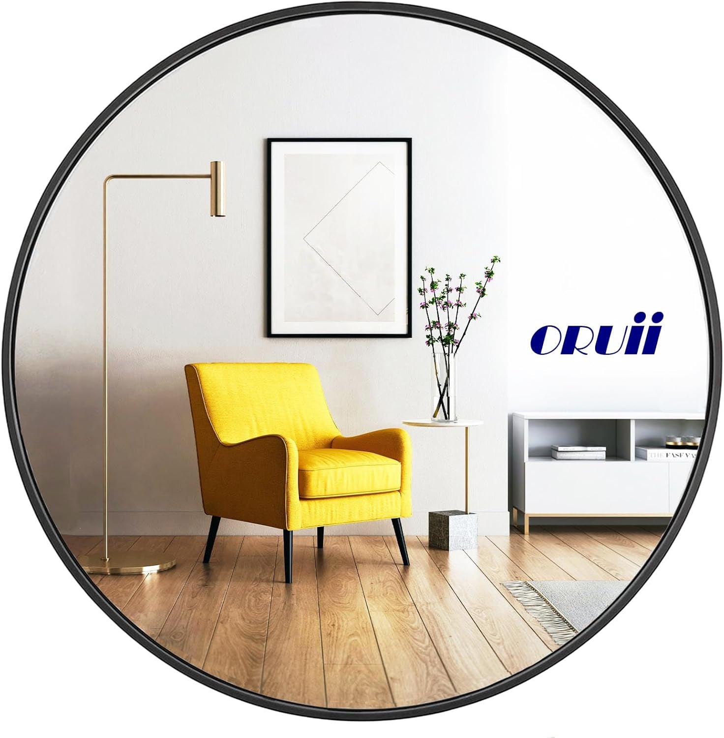 Round Mirror, Black round Mirror 24 Inch, round Wall Mirror Metal Frame, Circle Mirrors for Wall