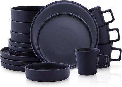 Coupe Stoneware Dinnerware Set, Service for 4, Gray Matte