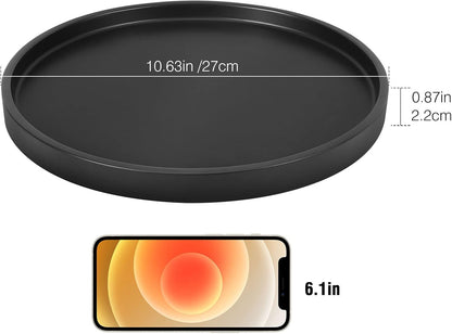 round Vanity Tray, 11 Inch, Matte Black Resin, Countertop Organizer Tray for Perfume, Jewelry, Candle, Coffee Table Decorative Tray