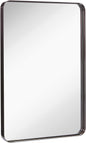 22X30 Inch Metal Silver Frame Mirror for Bathroom, Polished Rectangular Rounded Corner Vanity, 2" Deep Set Design Large Wall Mirrors Decorative, Hangs Horizontal and Vertical