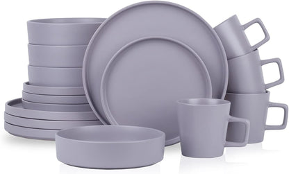 Coupe Stoneware Dinnerware Set, Service for 4, Gray Matte