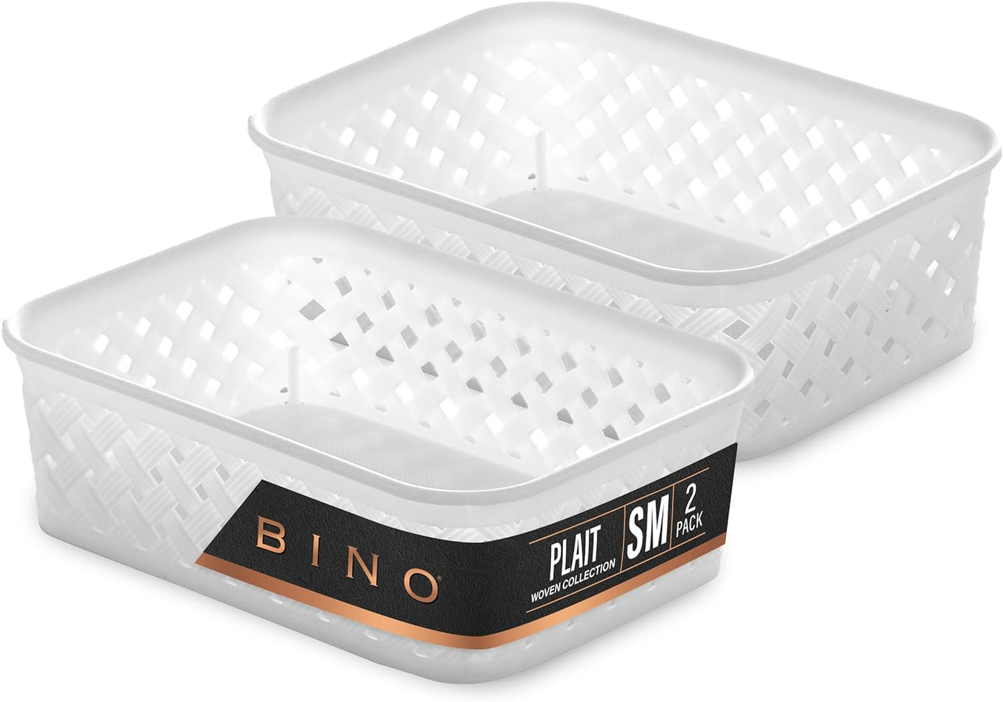 Plastic Storage Basket Small - White | the PLAIT COLLECTION | Multi-Use Storage, Durable, Drawer & Cabinet-Friendly,  Storage Baskets for Organizing 