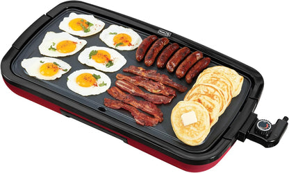 Deluxe Everyday Electric Griddle with Dishwasher Safe Removable Nonstick Cooking Plate for Pancakes, Burgers, Eggs and More, Includes Drip Tray + Recipe Book, 20” X 10.5”, 1500-Watt - Aqua