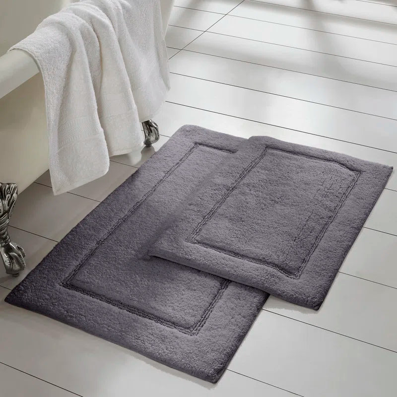 2-Pack Solid Loop with Non-Slip Backing Bath Mat Set