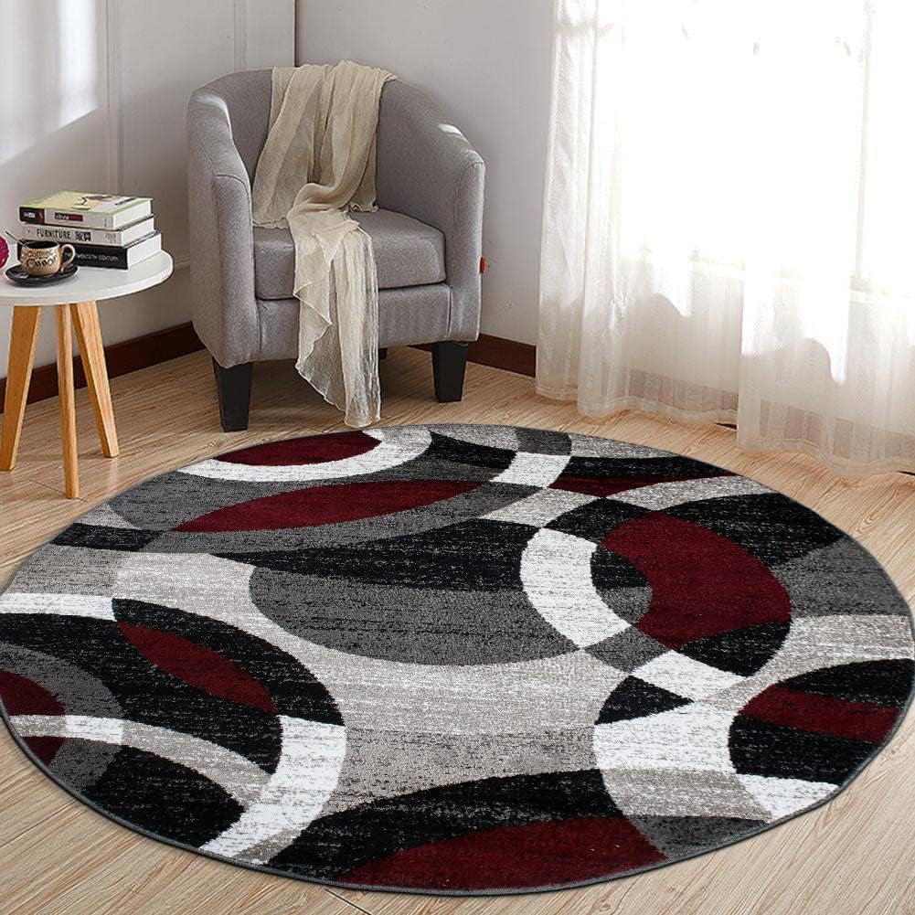 Contemporary Abstract Circles Perfect for High Traffic Areas of Your Living Room,Bedroom,Home Office,Kitchen Area Rug 6'6" X 9' Gray