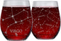 Libra Stemless Wine Glasses Zodiac Libra Set Hand Etched 15 Oz (Set of 2) - Astrology Sign Glassware