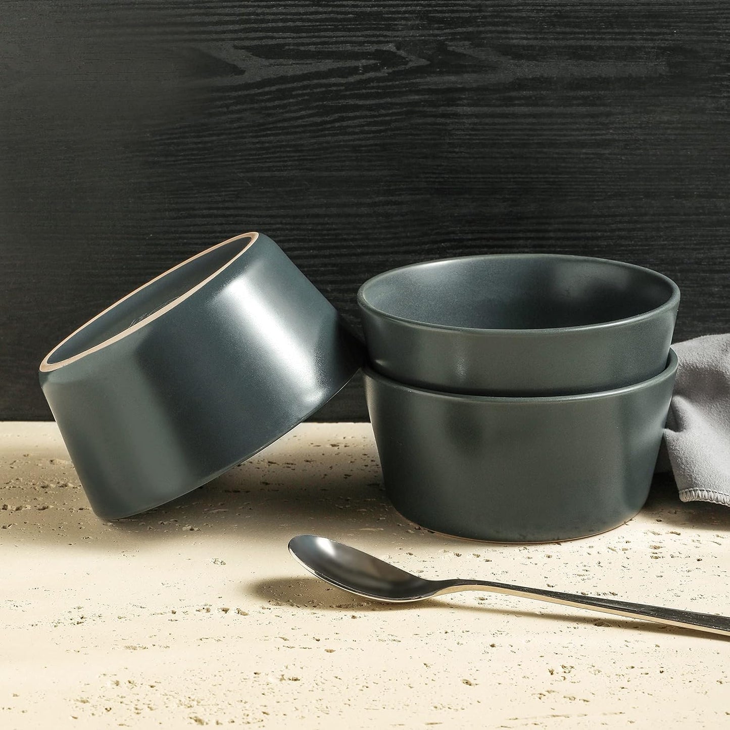 Coupe Stoneware Dinnerware Set, Service for 4, Gray Matte