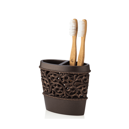 4-Piece Bronze Bathroom Accessory Set, Complete Set Includes: Toothbrush Holder, Lotion Dispenser, Tumbler and Soap Dish