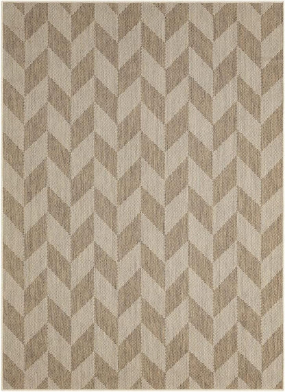 Patio Country Calla Contemporary Herringbone Indoor/Outdoor Area Rug, Blue/Grey, 7'9"X10'2"