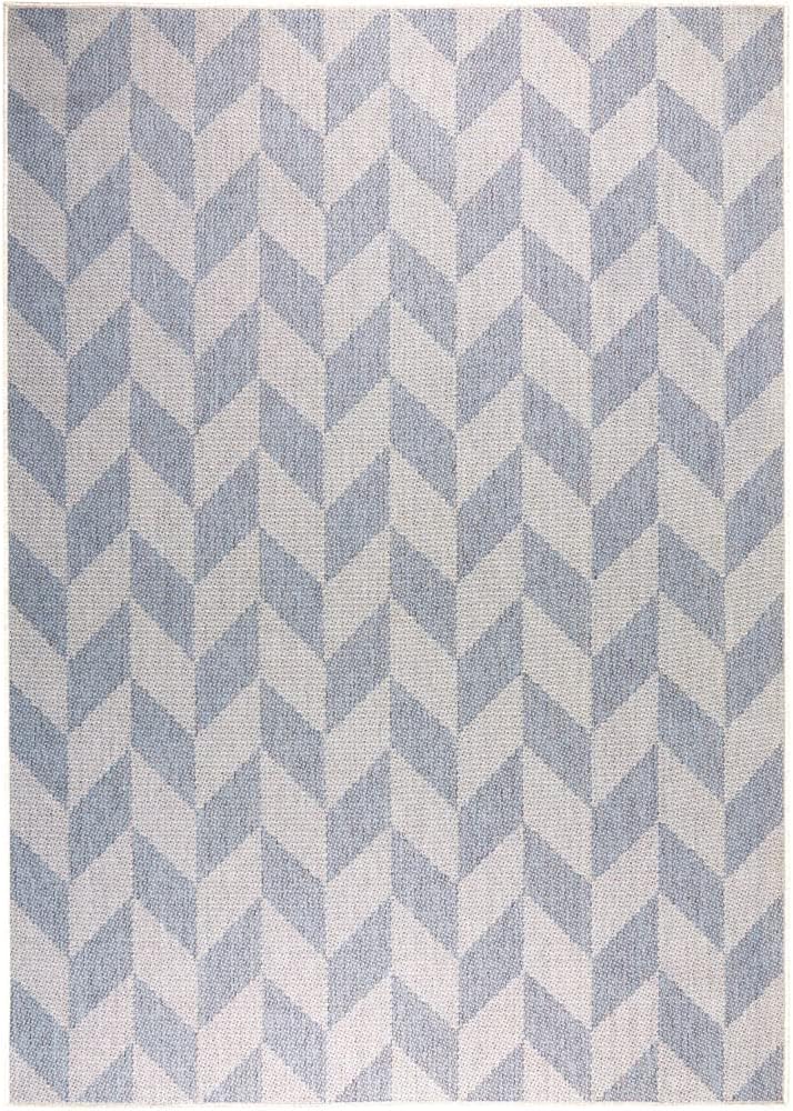 Patio Country Calla Contemporary Herringbone Indoor/Outdoor Area Rug, Blue/Grey, 7'9"X10'2"