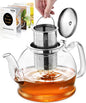 STNTUS Glass Teapot, 40 Oz. / 1200 Ml for Loose Tea, Glass Teapot with Infusers for Loose Tea, Tea Pot for Stove, Teapot with Stainless Steel Strainer, Teapot for 4-6 Cups