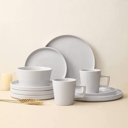 Coupe Stoneware Dinnerware Set, Service for 4, Gray Matte